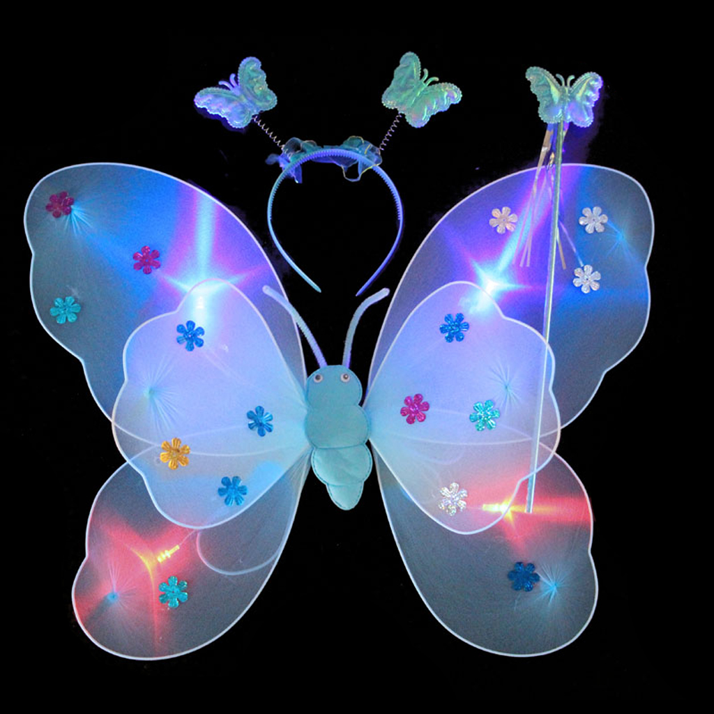 3 X Kid Fairy Butterfly Wand Headband Tutu Skirt Fancy Dress