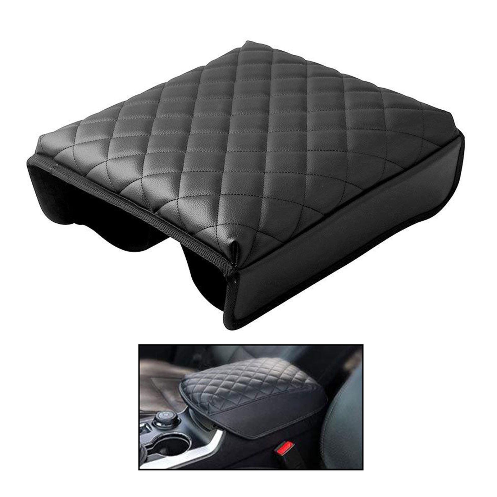 Black Panther PU Leather Auto Armrest Cover Protector Car Center Console Pad for Ford Explorer SUV 2011-2019