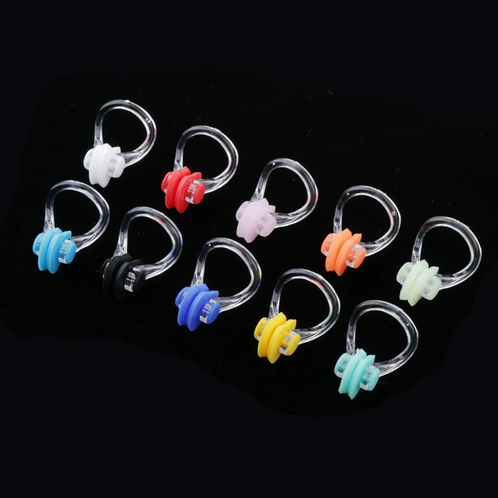 10 Pack Kids Adult Nose Clip Swimming Swim Simmer Non-Slip Noseclip Plugs