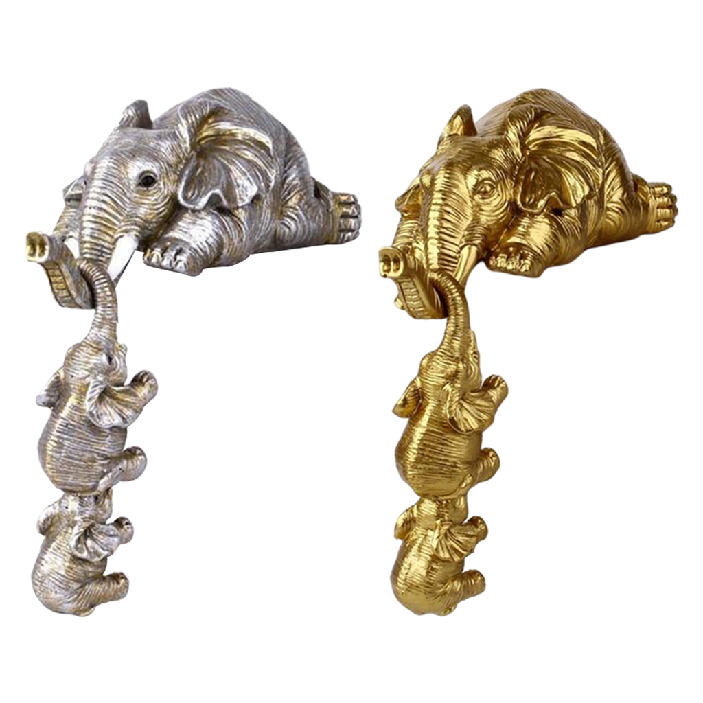 Cute Elephant Family Elephant Figurine Collectible Creative Decorative Animal Statue Tabletop Sculpture Shelf Decor