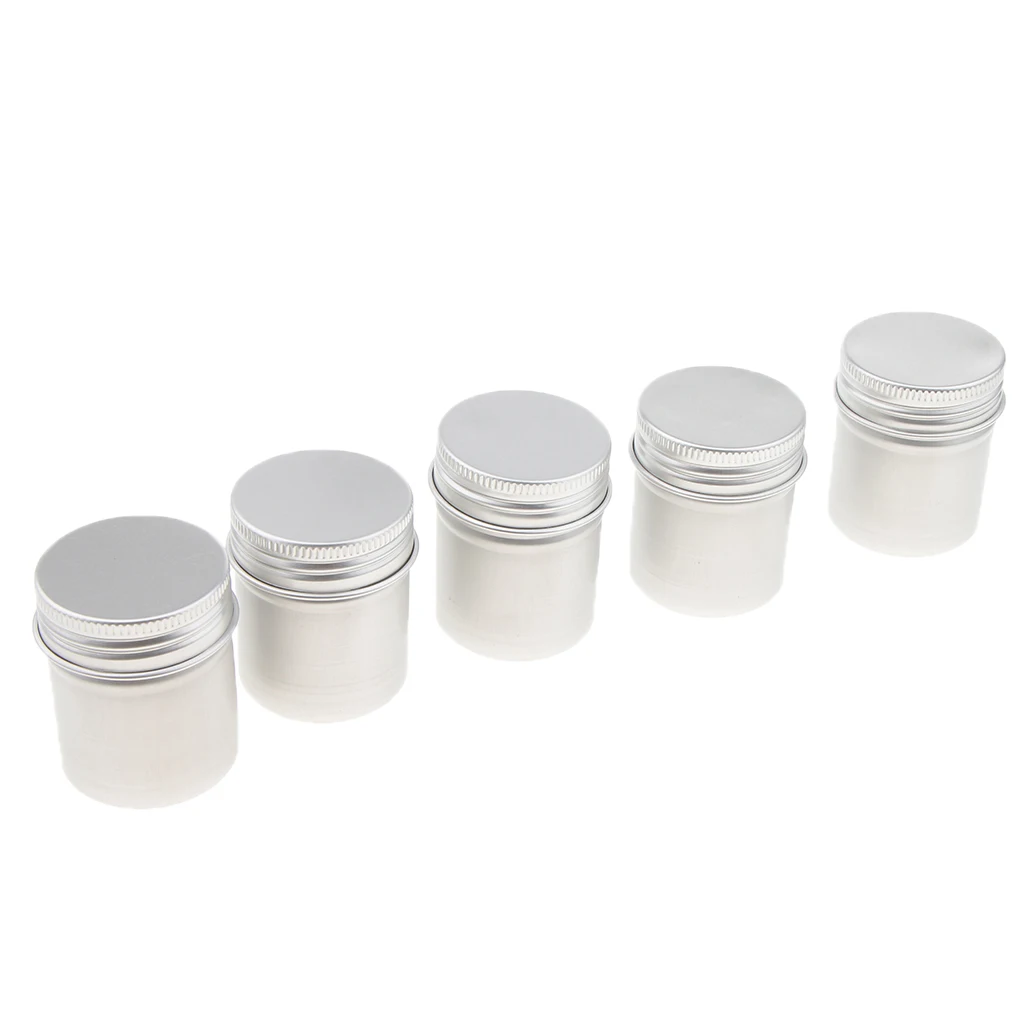 5Pcs Aluminum Can Pot with Screw Lid Cream Tea Powder Wax Jar Container 50ML