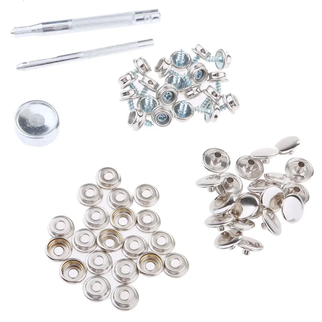 153 Pieces Stainless Steel Boat Marine 12mm Fastener Snap Cover Button Socket Press Stud Screw Kit