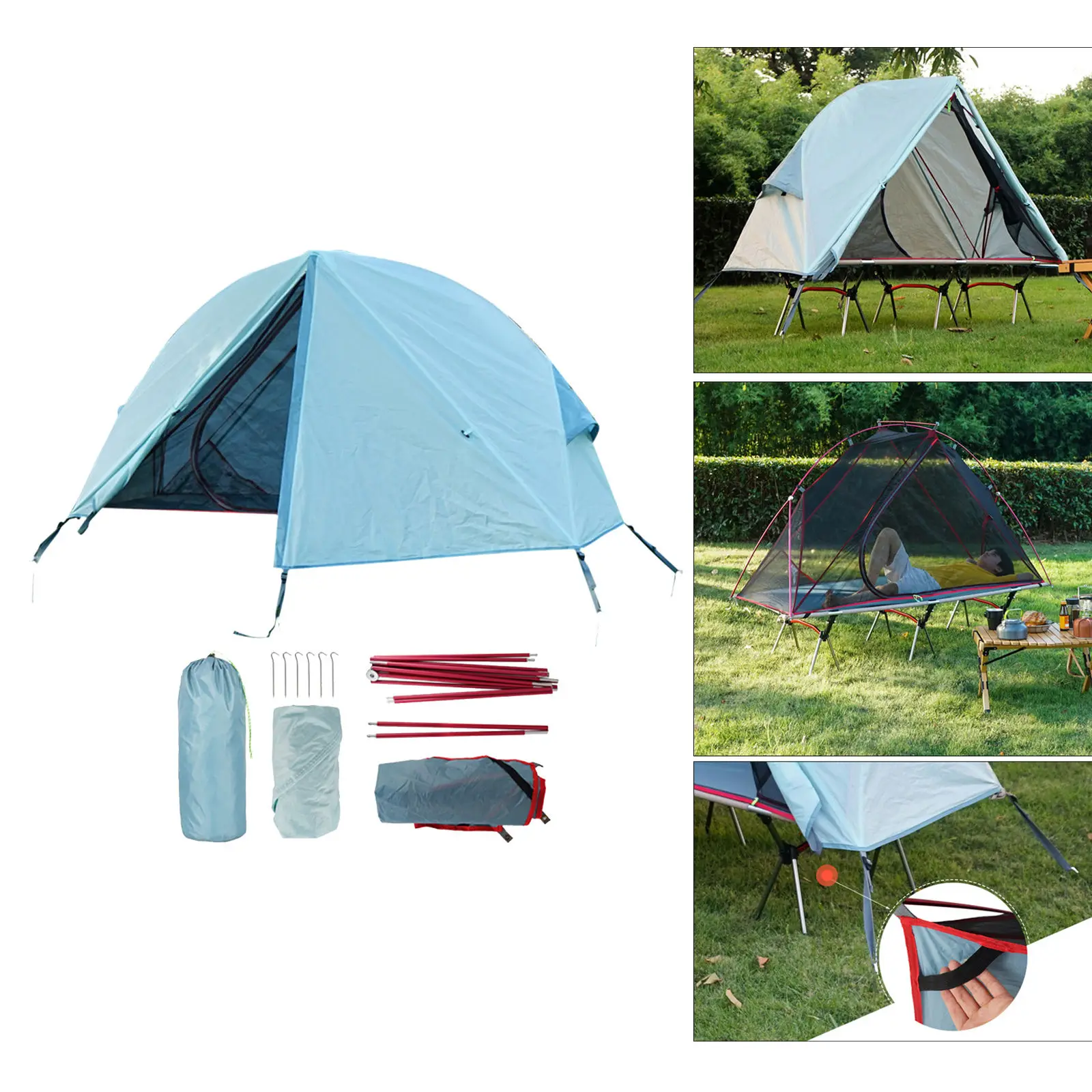 Camping Tent Easy Set up Waterproof Windproof Aluminum Rod One Person Lightweight Tent for Picnic Climbing Fishing Outdoor
