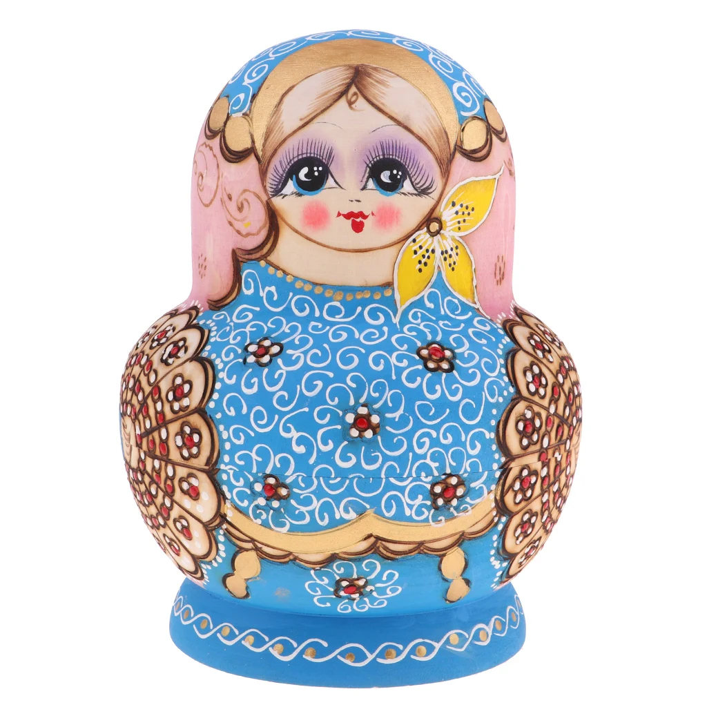 15 Pcs Vintage Wooden Nesting Dolls Matryoshka Adult Children Gift
