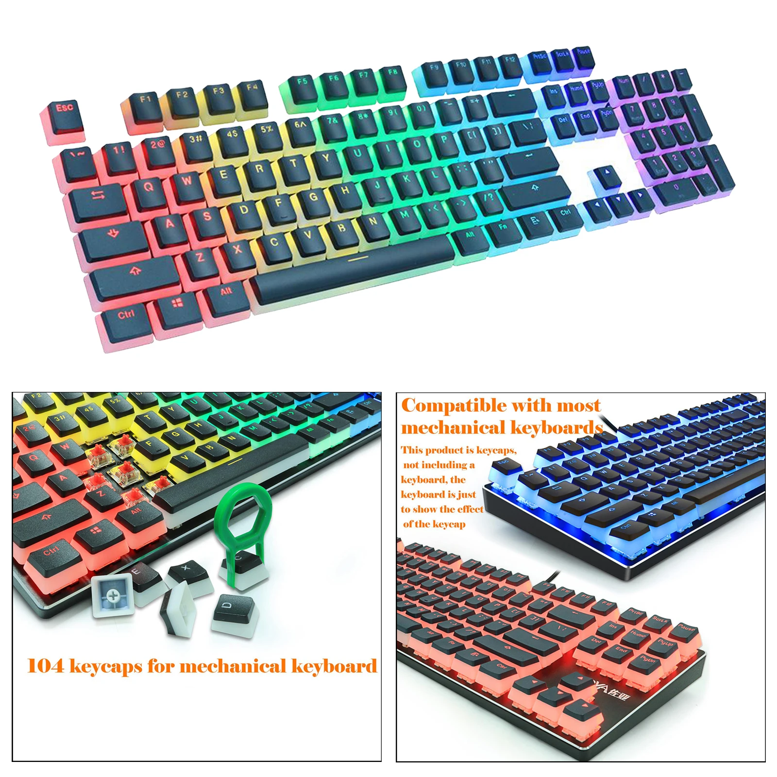PBT Double Shot Pudding Keycaps 108 Keys Mechanical Keycaps Backlit Key Caps