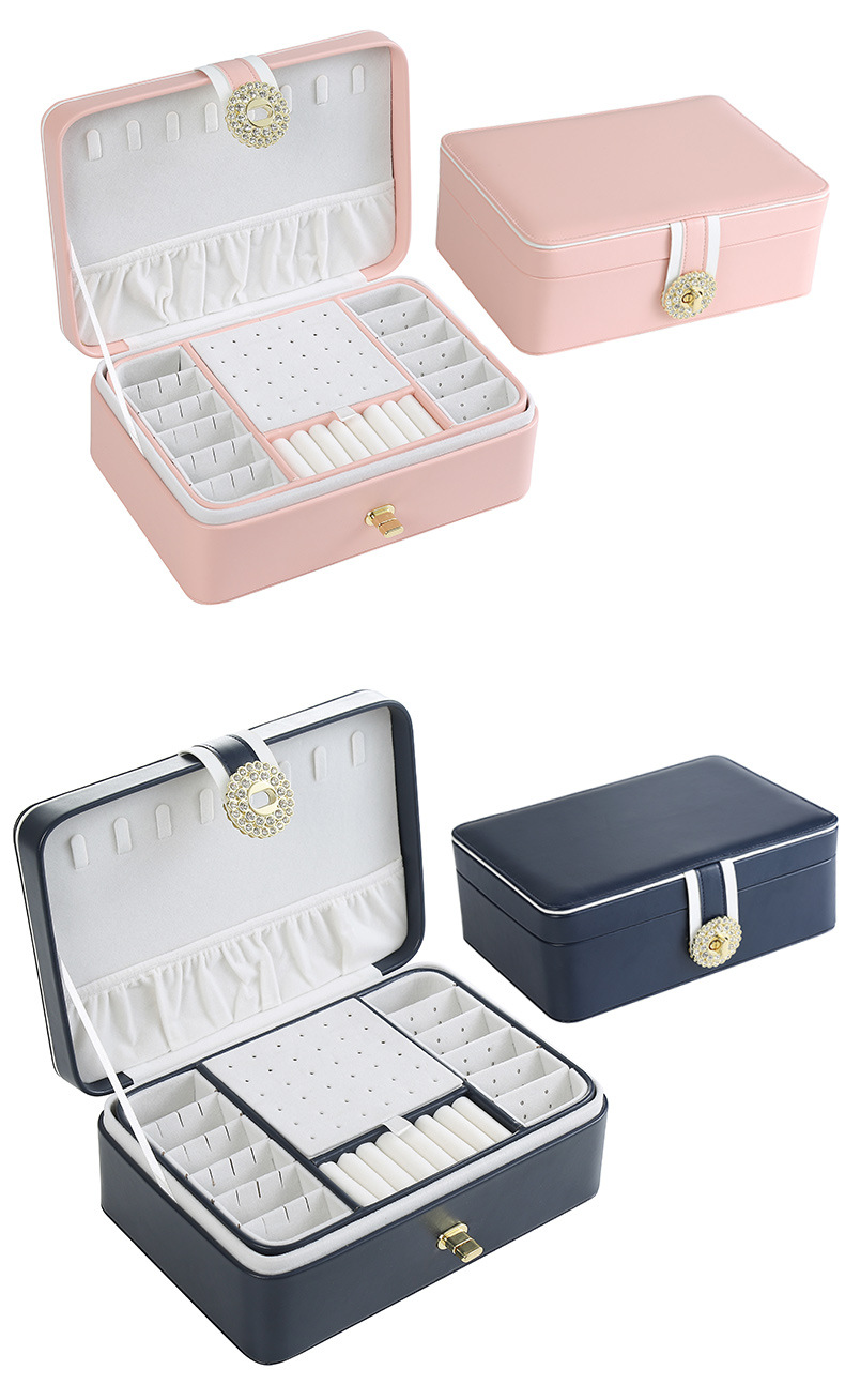 2024Double Layer Jewelry Box Organizer Large Capacity PU Leather Storage Ring Box Earrings studs Jewelry Display Jewelry Package