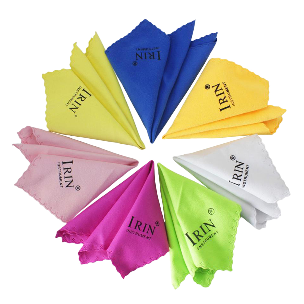 7 Pieces Reusable Cleaning Cloths Polish Cloth 9.84x9.84inch for Guitar Violin Saxophones, Assorted Color