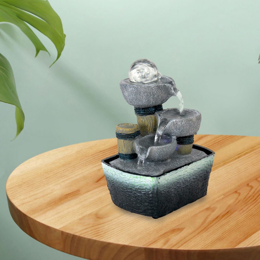 Tabletop Fountain with Rolling Ball with Light Zen Water Feature for Office