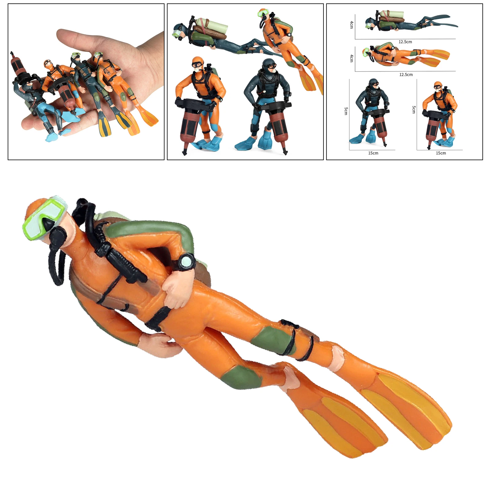 Miniature Diver Figure Ocean Diving Model Adventure Aquarium Decor 3D Mini Swimmer Action Figures