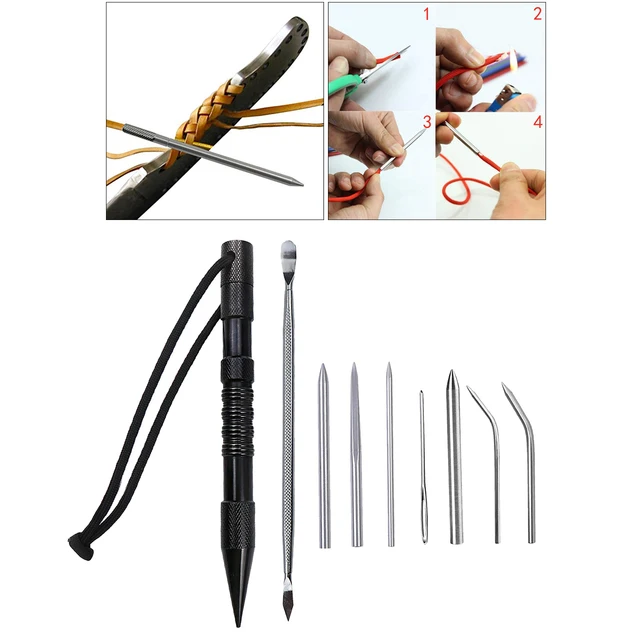Paracord FID Lacing Needles and Smoothing Tool Set - Essential Kit for DIY  Craft Projects - Black 