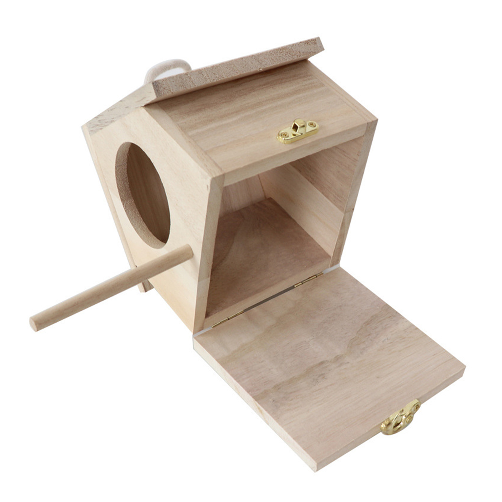 Unpainted Wooden Birdhouse with Perch Hanging Bird Cage Bird Breeding Nest