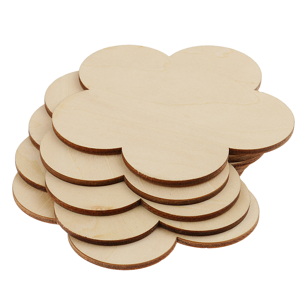 3 Sizes Flower Shape MDF Unfinished Wood Blank Plaque for DIY Craft Pyrography