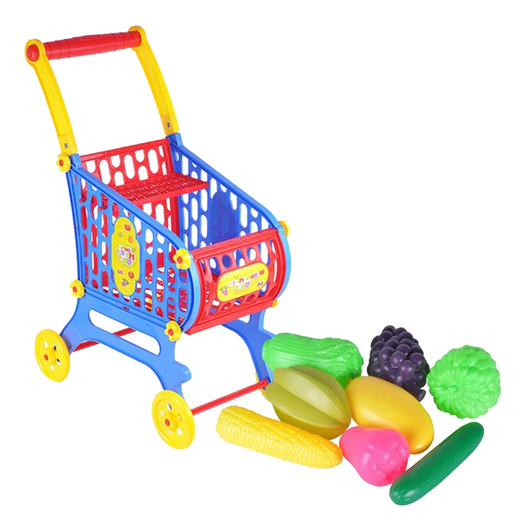 Assembled Supermarket Shopping Trolley with Baby Doll Play Set