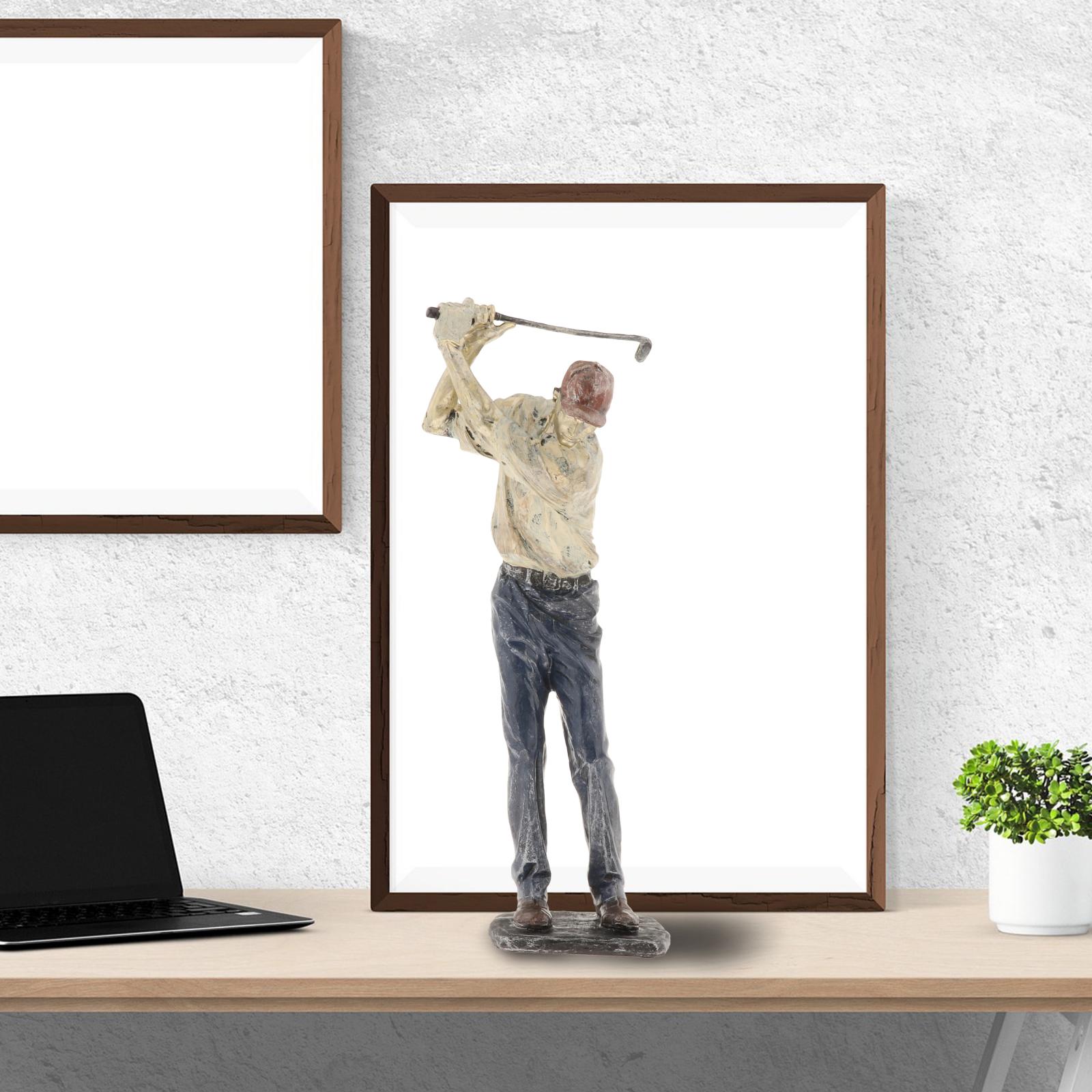 Decorative Man Golfer Statue Ornament Handcrafts Sculpture Swinging A Golf Sport Club Shelf Bookcase Decor Gift Collectible