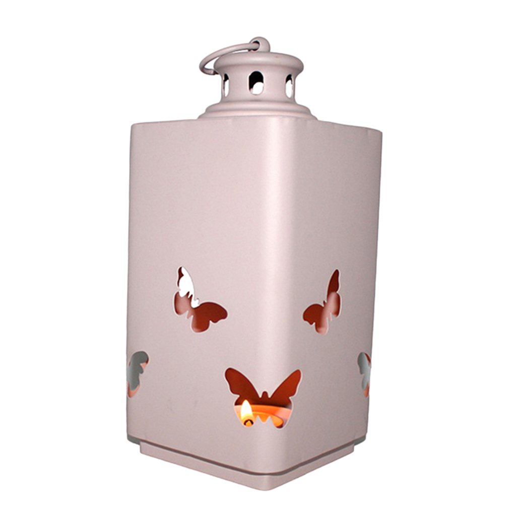 Modern Hollow Style Metal Candle Holder Art Decor Butterfly Candlestick Pink