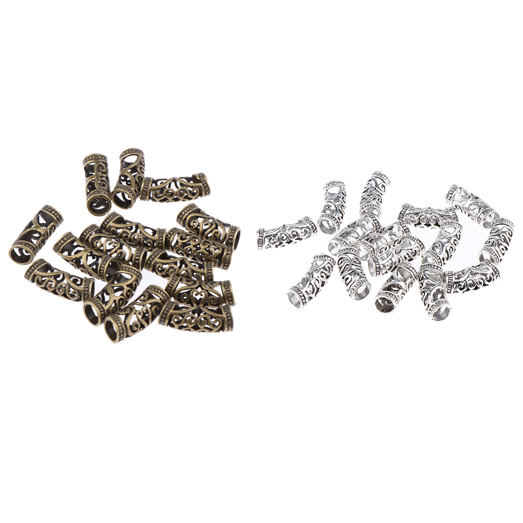 15 Pieces Hair Tube Beads Dreadlocks Beads Hair Braiding Jewelry Hair Decoration Accessories DIY Tibetan 2 Styles