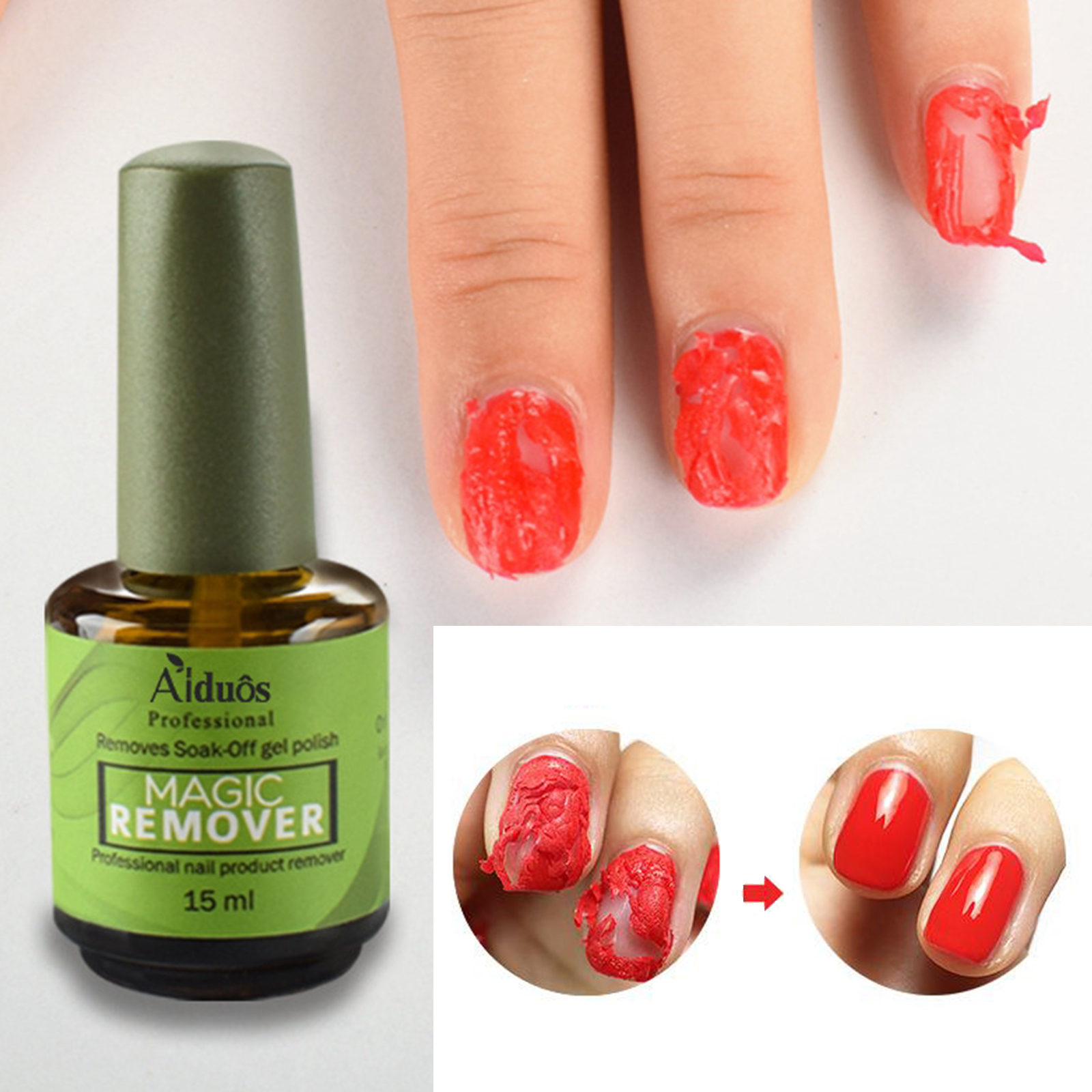 Magic Nail Polish Remover,Professional Easily & Quickly Removes Soak-Off Gel Nail Polish in 3-5 Minutes,15ml
