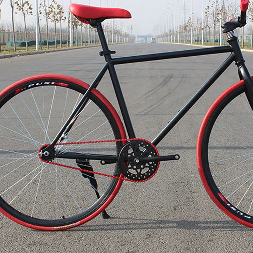 96 Links Red Bike Chain Fixed Gear Track BMX Single Speed Chains 1/2' X 1/8'  Bicycle Accessories