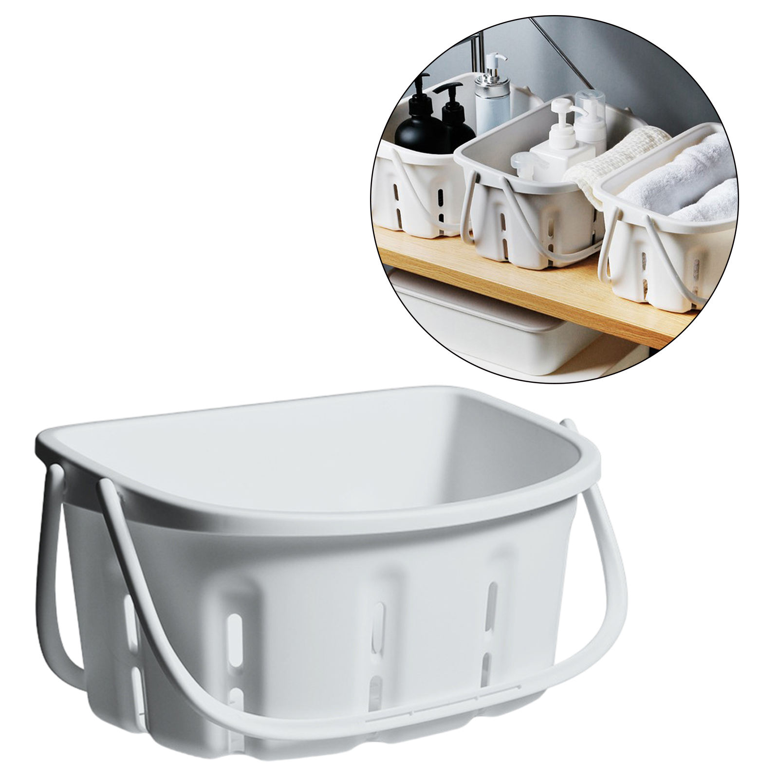 Plastic Shower Caddy Tote Shower with Handles Free Standing Storage Organizer Bin for Dorm Pantry Bathroom 30.5x14x15cm