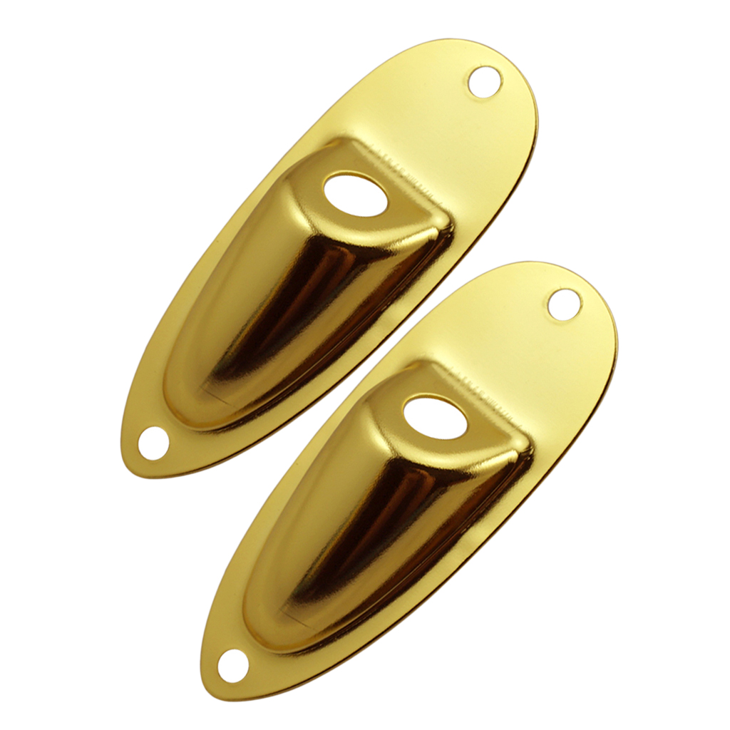 Tooyful 2Pc Boat Style Electric Bass Guitar Metal Output  Socket Plates with 4 Screws for ST  SQ Electric Guitars