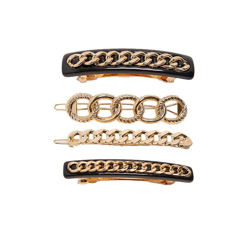Heißer Verkauf Mode Acryl Metall Kette Haar Clip Pin Haarspange Koreanische Haar Zubehör Geometrische Gold Farbe Haar Clips für Frauen – Detail 8