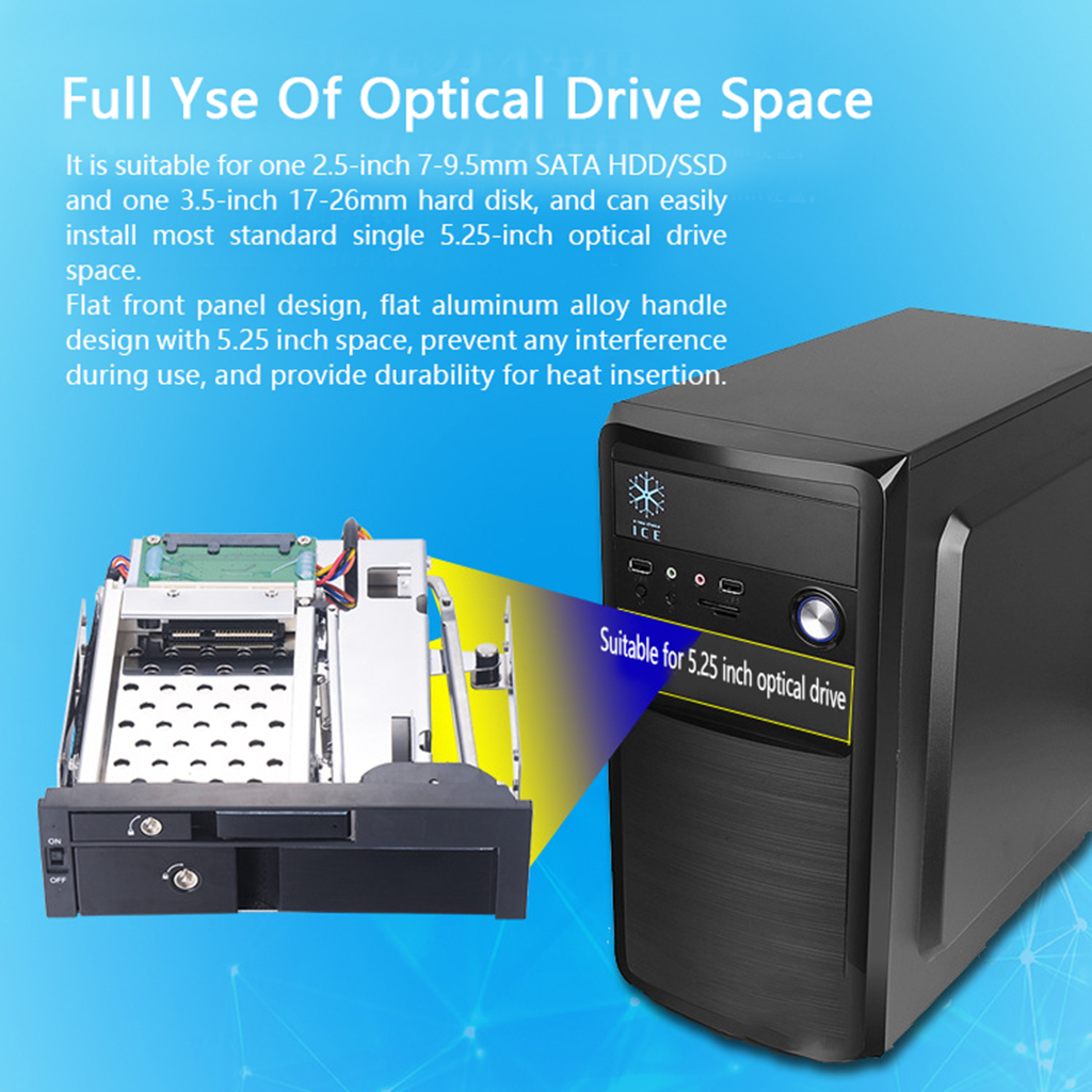 Dual Bay 2.5+3.5 Inch Optical Drive Holder SATA3 Interface Stainless