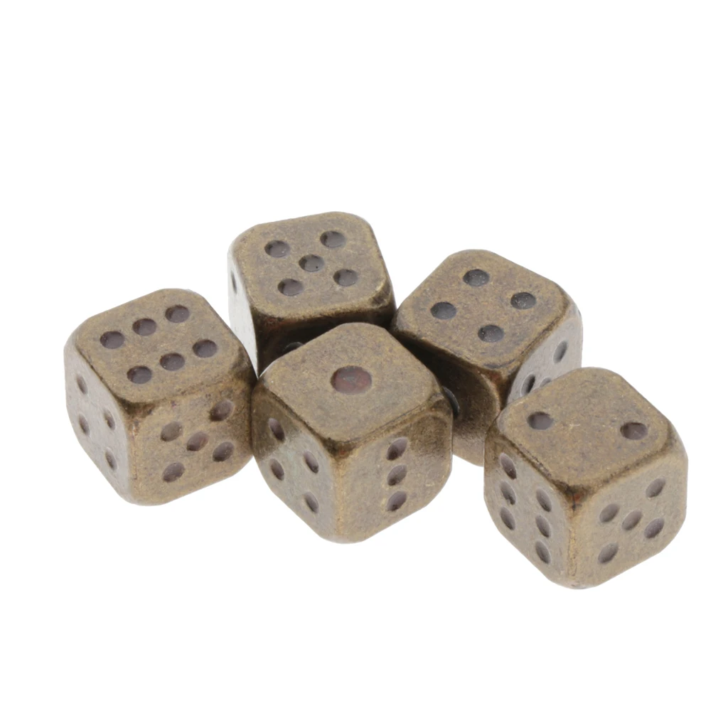 Six Sided Dice D6 Set Of 5 Zinc Alloy Dices D&D RPG MTG Game Supply Roleplaying Table Board Game KTV Party Supplies