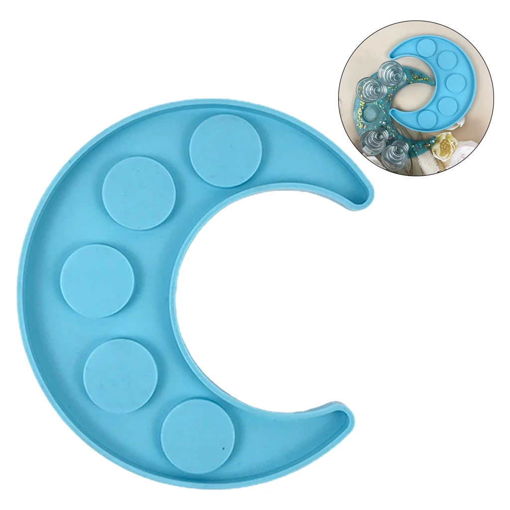 Moon Shape Silicone DIY Shot Glass Tray Molds Resin Serving Board Mould