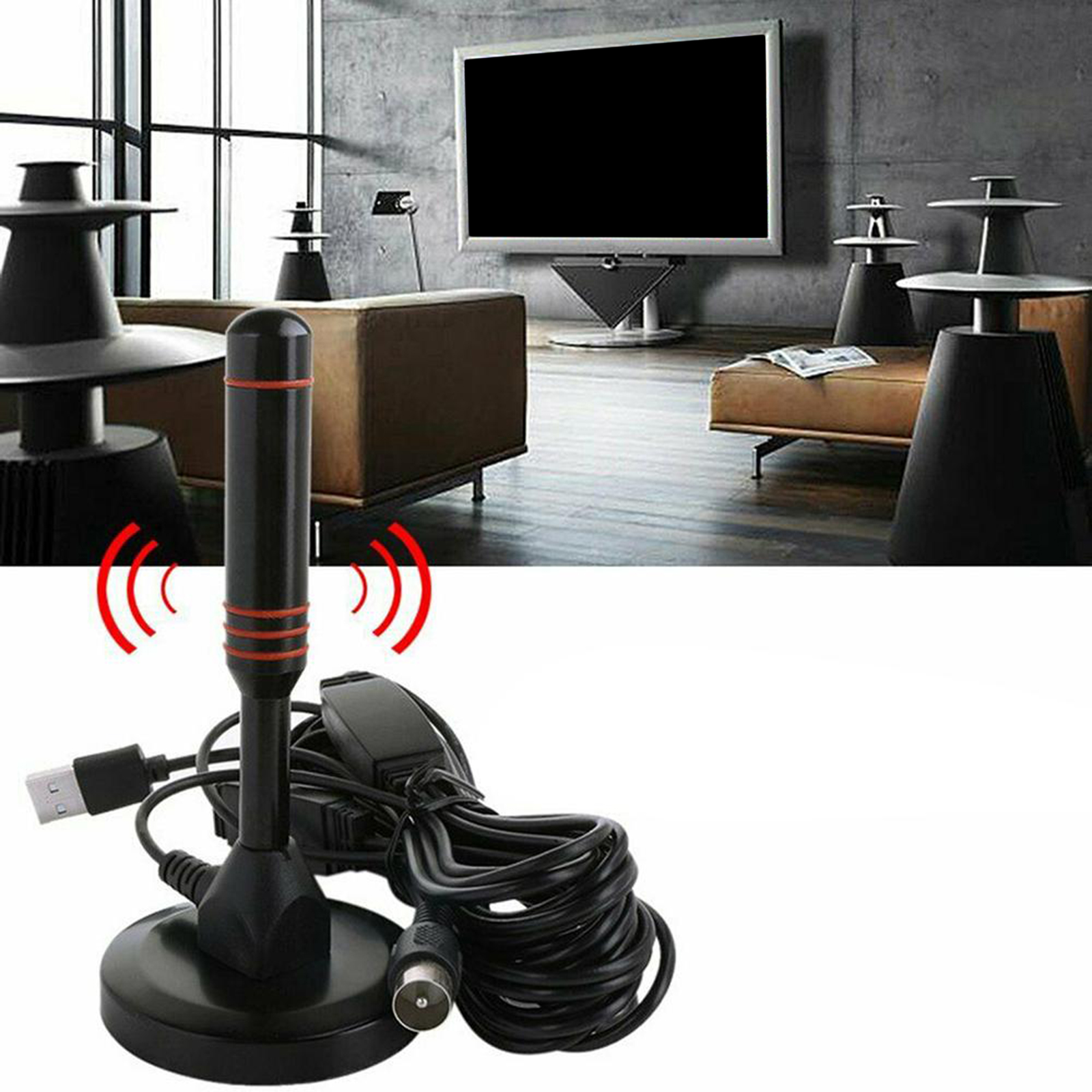 Long 200 Miles Range TV Antenna with Amplifier ATSC/DMB-T/ISDB-T for Tuner VHF/UHF Local Channels