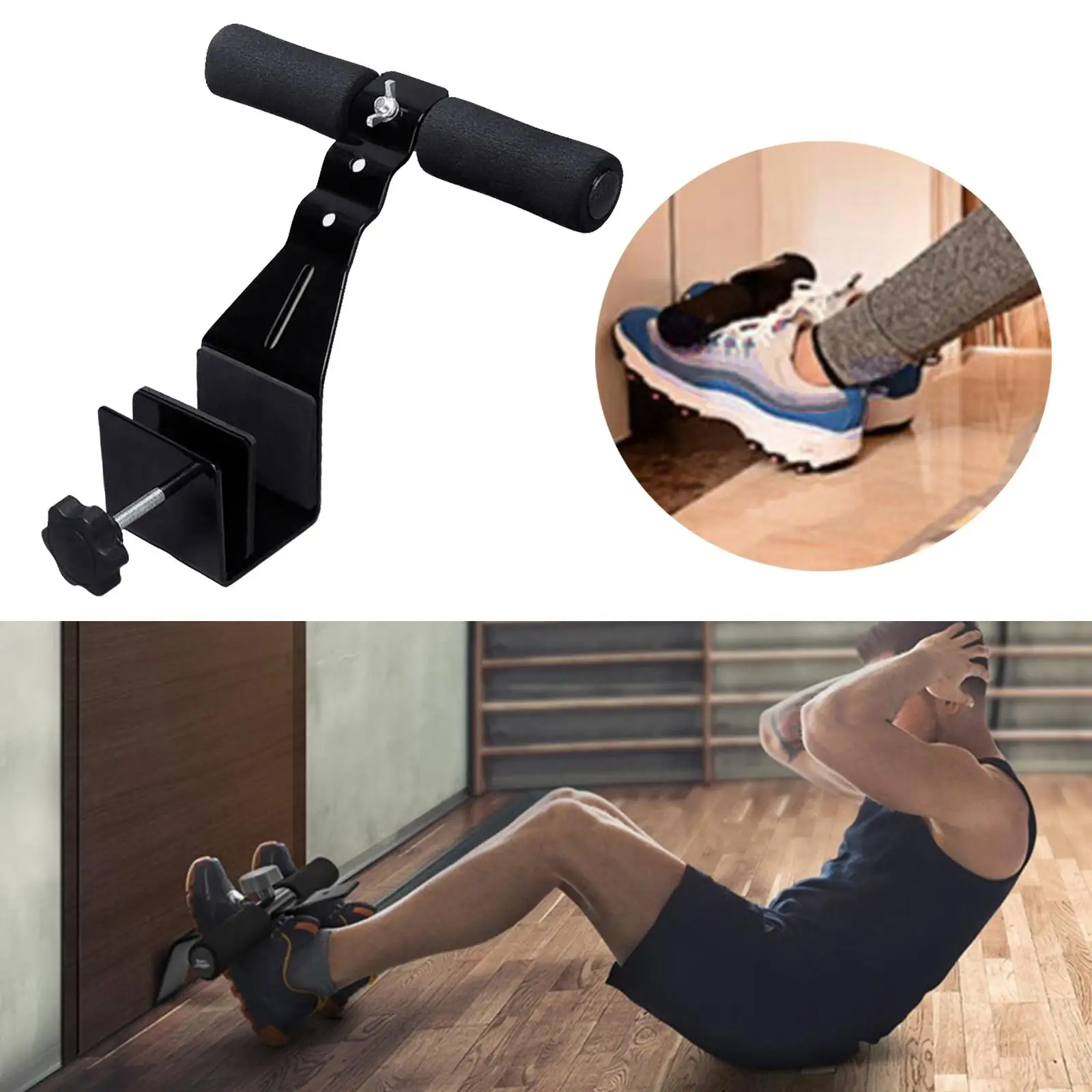Adjustable Portable Black Sit up Bar Doorway Equipment for Gym Workout Home