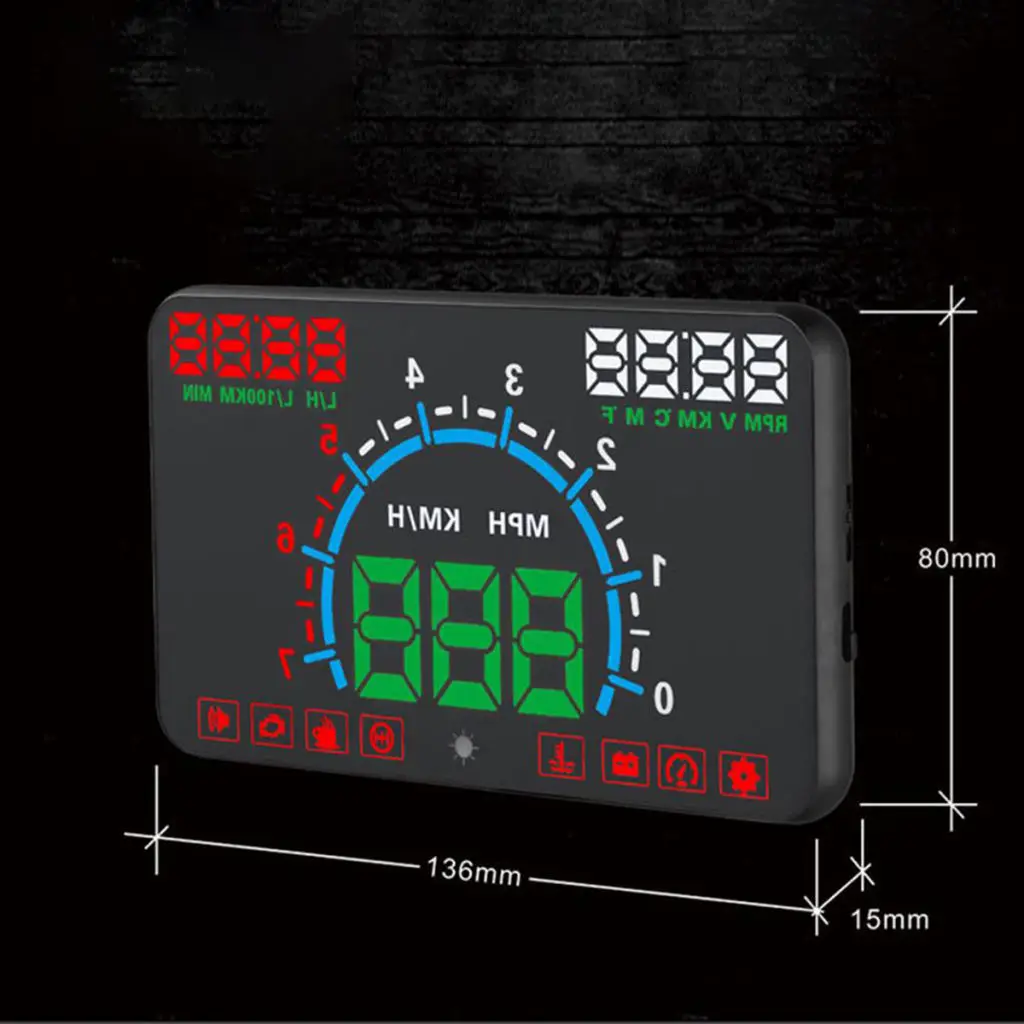 5.8inch E350 Car Wired Head Up Display Speedometer Windscreen Universal