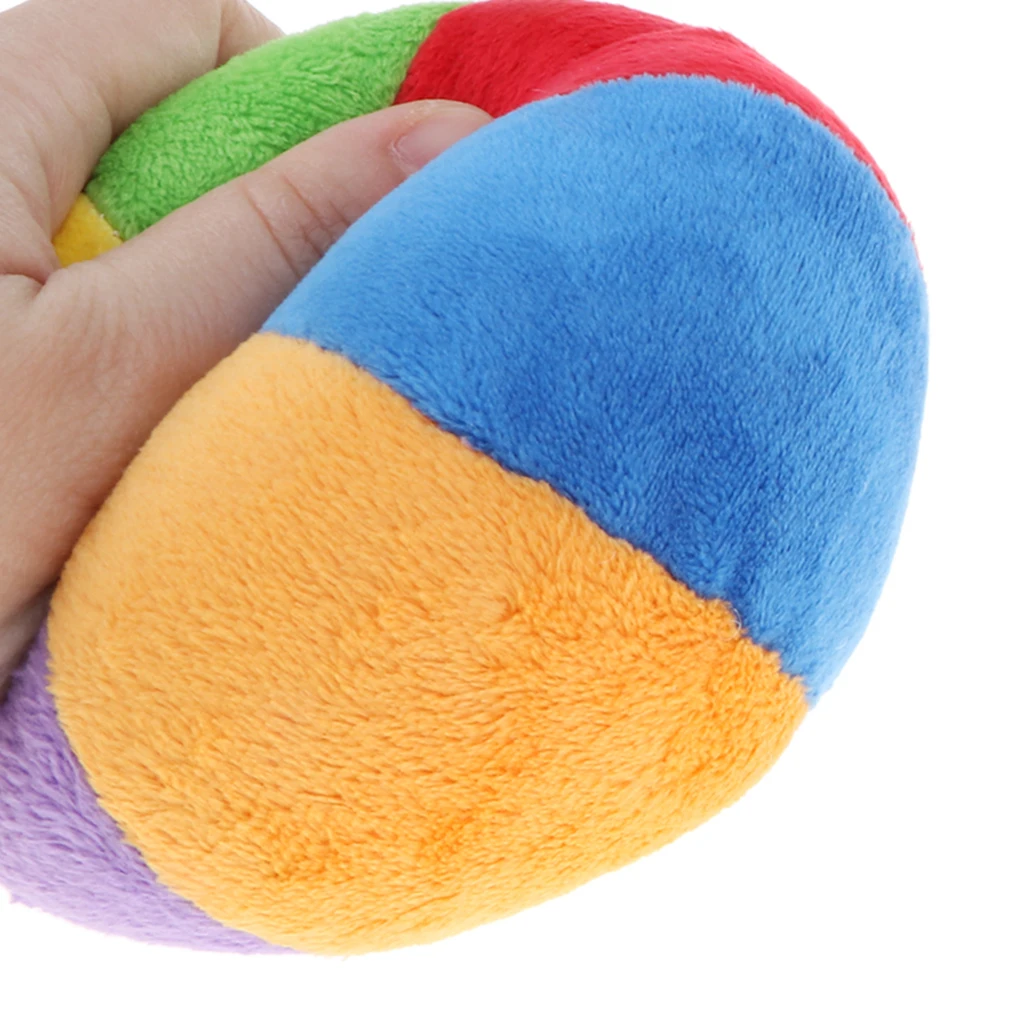 Children Baby 4 Inch Soft Rainbow Ball Plush Rattle Ball Toy