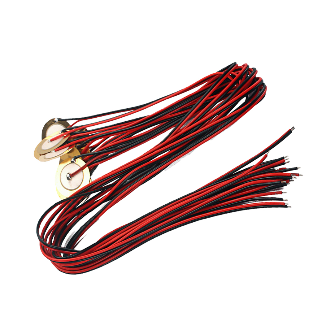 12pcs 27mm Piezo Disc Elements w/ 48cm Leads for Guitar for Acoustic Guitar Pickups Cigar Box Guitars Drum Triggers Pickup ACCS