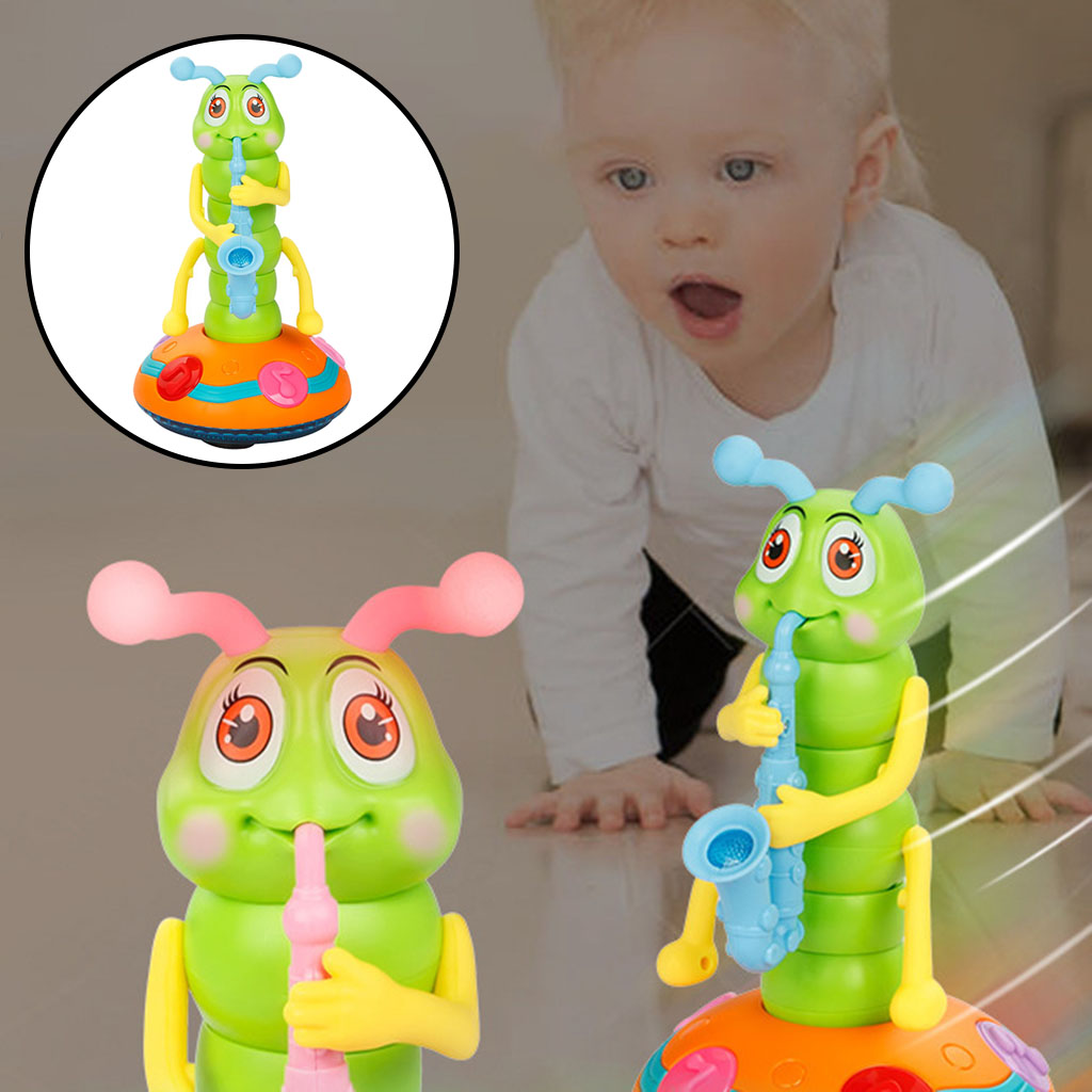 Electric Caterpillar Toy 6 Songs with LED Flashlights Early Education Developmental Toys Kids Bedroom Desktop Decor Crafts
