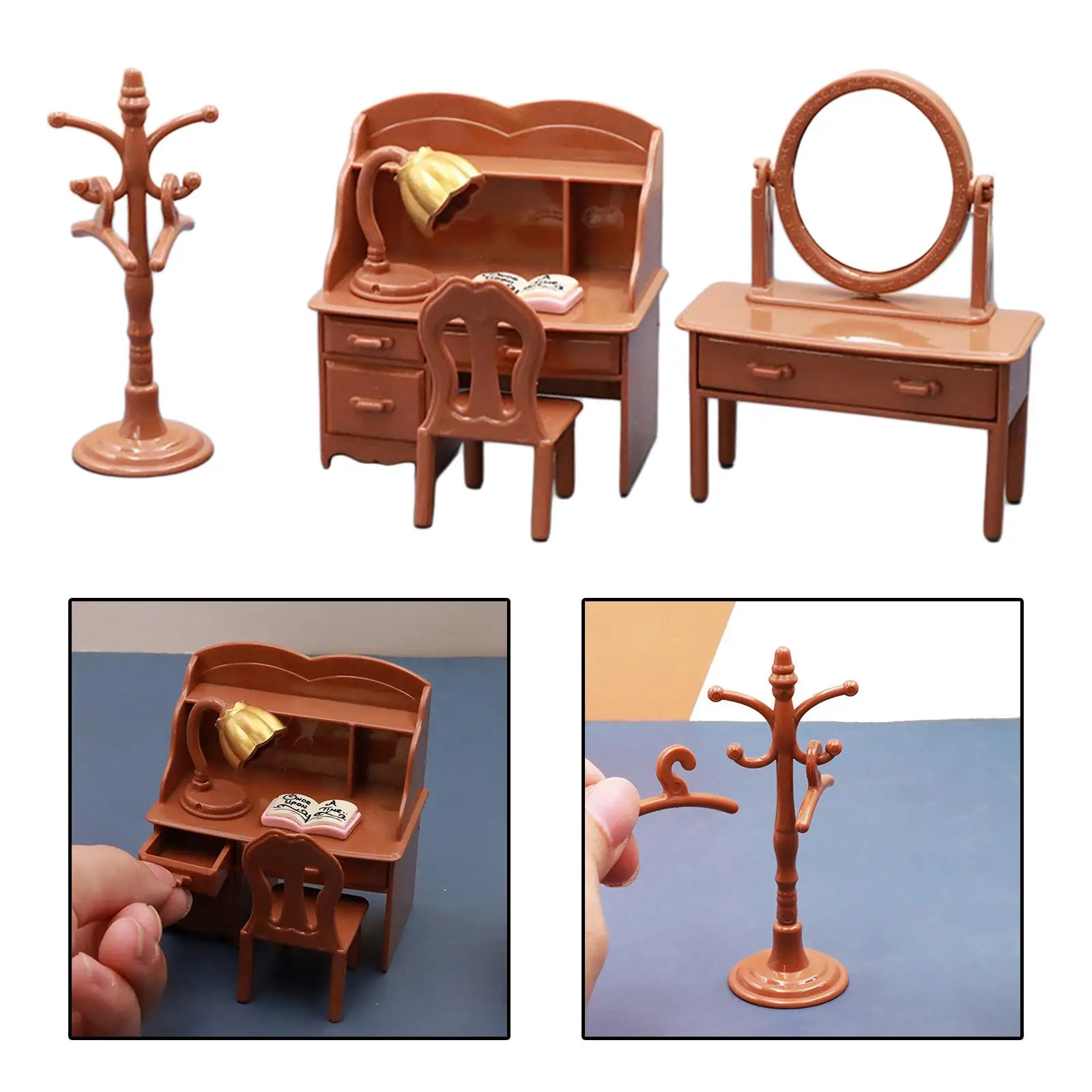 Realistic Dollhouse Furnitures Set, Similation Model 1/12 Kids Preten Toys Vertical Hanger for Dollhouse Role Paly Decoration