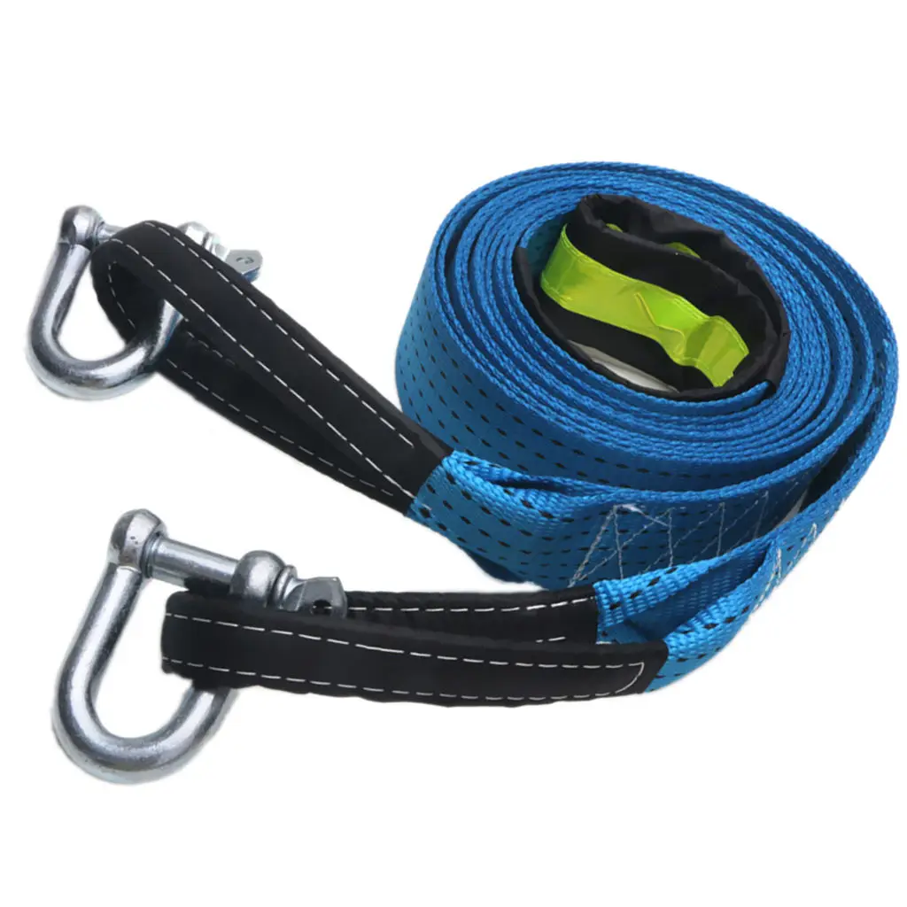 Car SUV Towing Strap Tow Rope Car 5 Meters with Luminous U-hook Blue