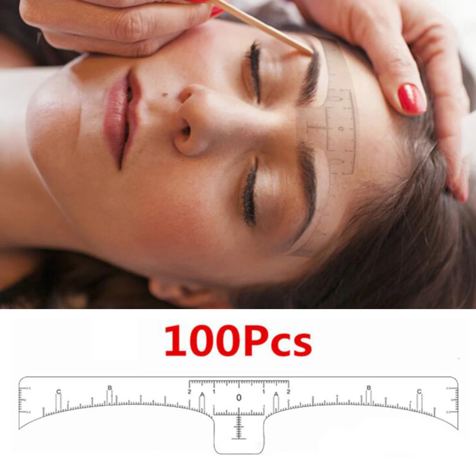 100 pieces Eyebrow Ruler Shaper Eyebrow Stencil Microblading Set