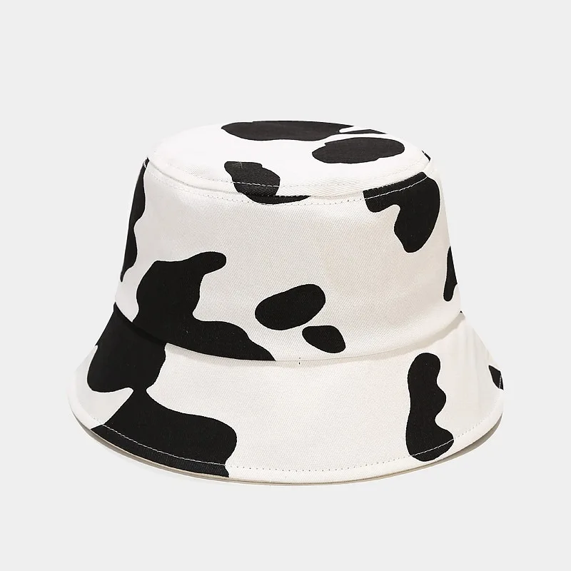 New Fashion Black White Cow Pattern Bucket Hats Fisherman Caps for Women Gorras Summer Women Panama Autumn Lady Outdoor Sun Cap yellow bucket hat