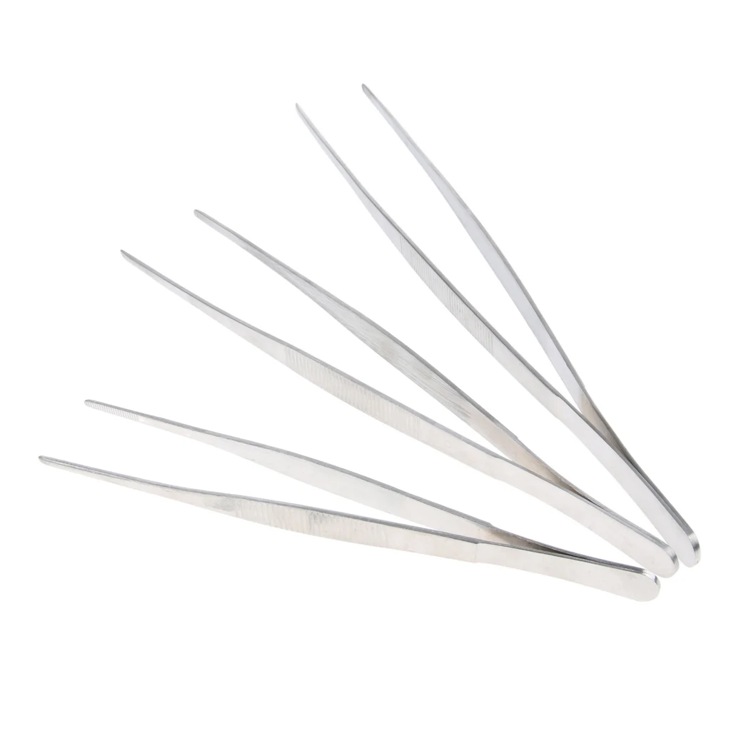 Stainless Steel Straight Tweezers, Serrated Tip Forcep, Laboratory, 200-300mm/8-12 inch