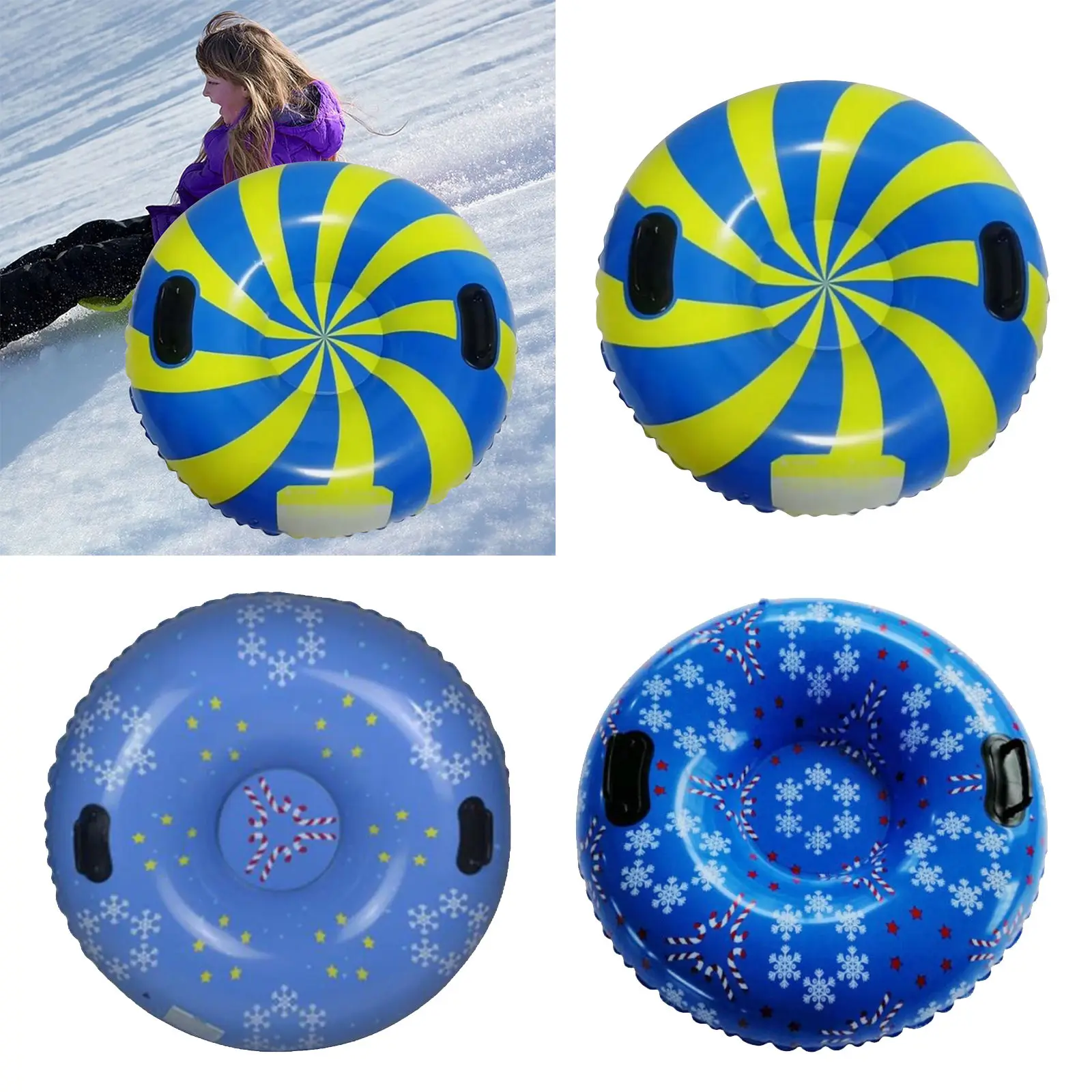 Inflatable Snow Tube Heavy Duty with Reinforced Handle Durable PVC Sled