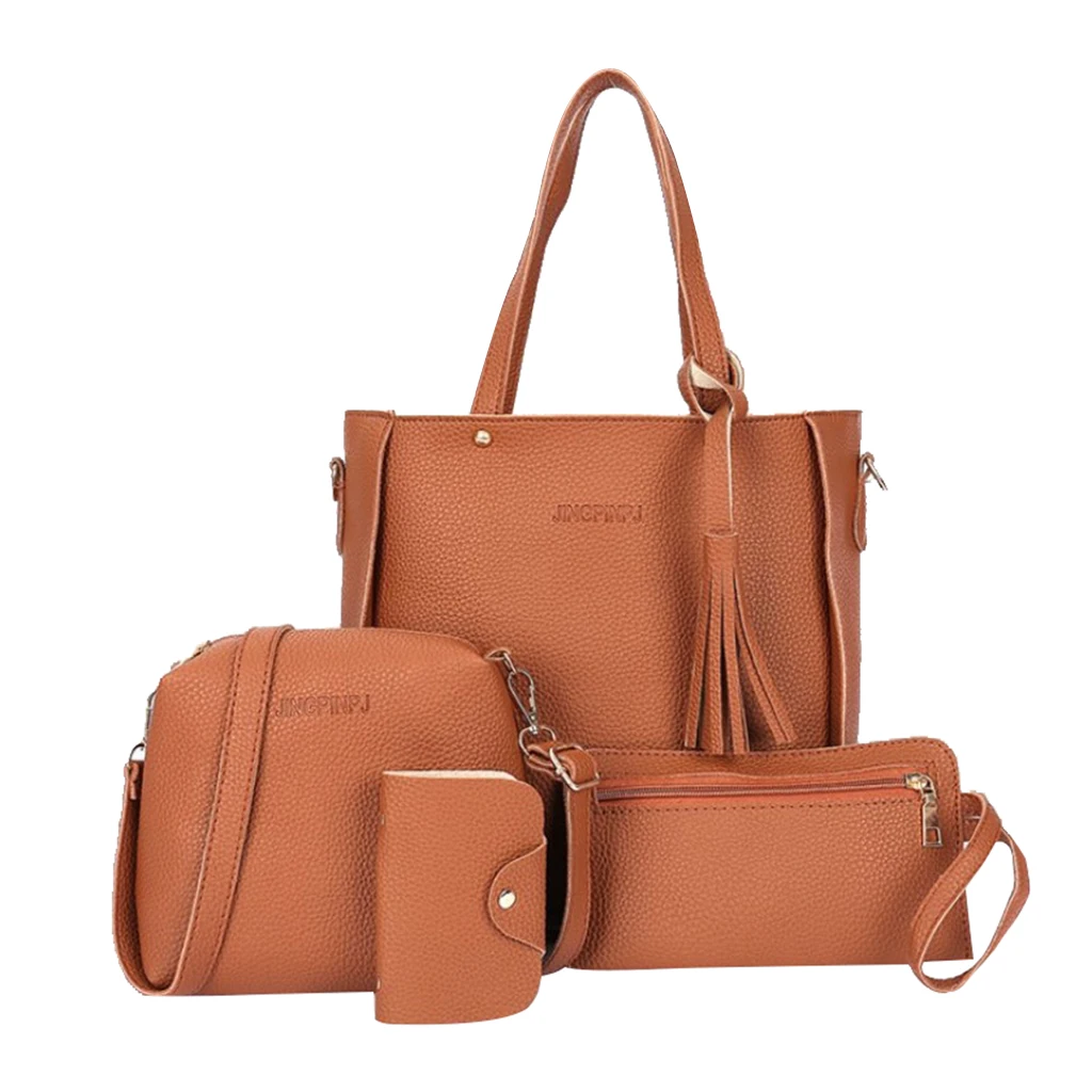   Bag Set PU Leather Tote Bags Casual Handbags Sling Bag Set Shoulder Bag