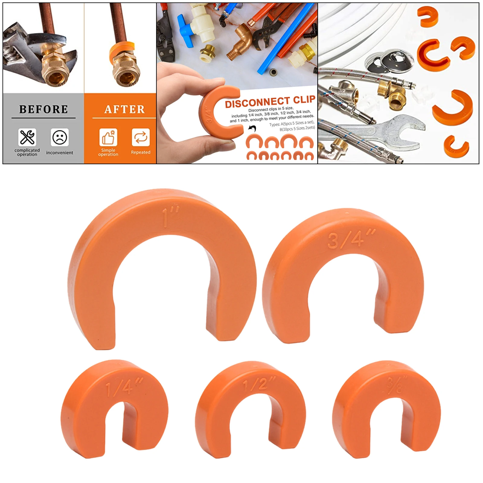5 Sizes Push-Fit Disconnect Clip 1/4