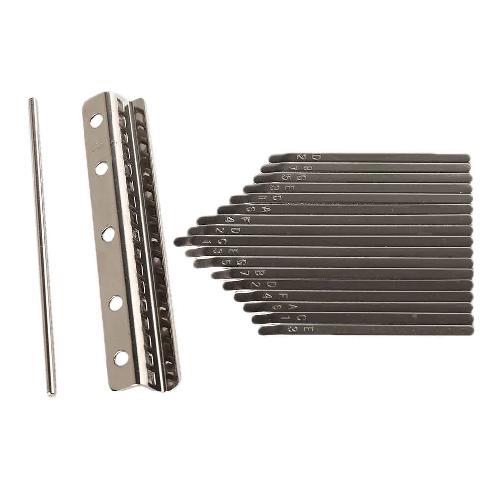 17 Key Kalimba Making Steel Keys & Bridge For Finger Thumb Piano Percussion Kalimba Replacement Keys