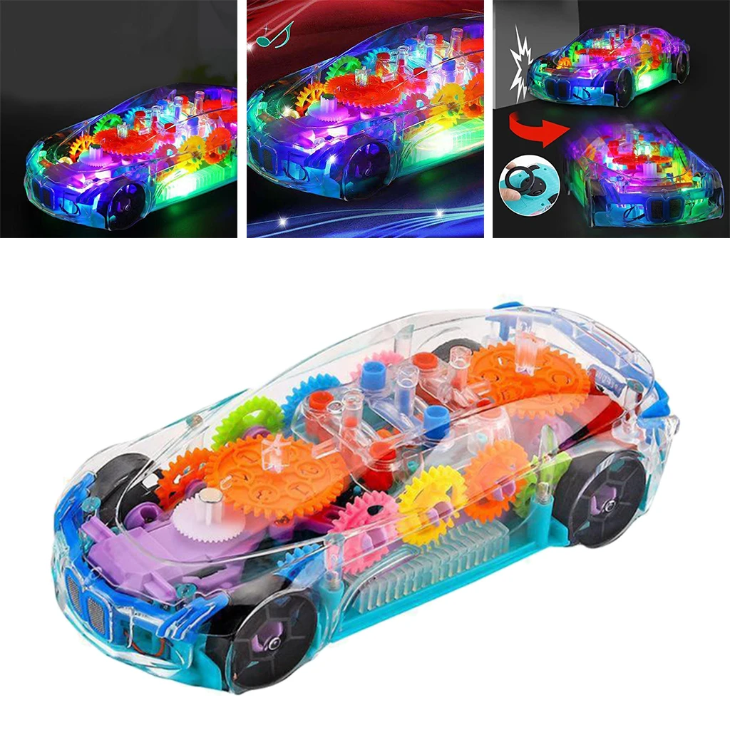 Toy Car for Kids with Flashing LED and Transparent Magnetic Gear Colorful Light and Charming Music Sports Car