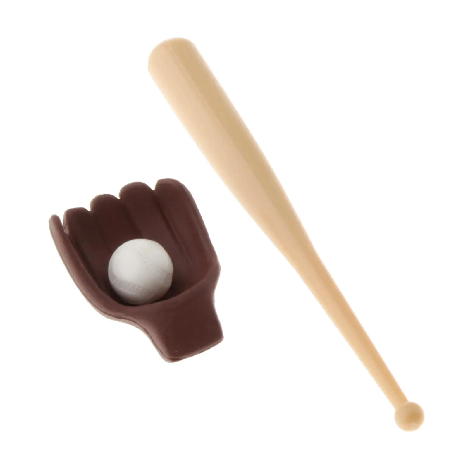 3Pcs 1/12 Doll House Miniature Baseball Bat Glove & Ball Simulation Accs