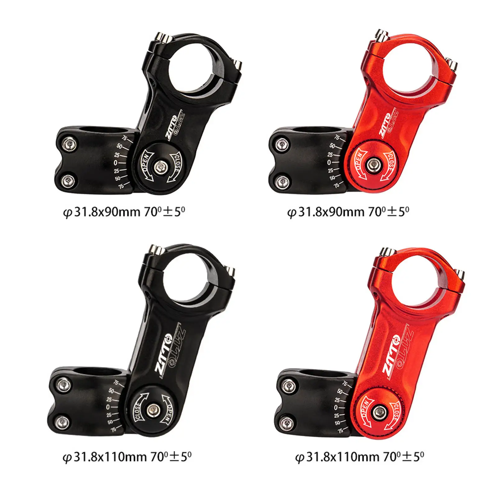 31.8mm Bike Stem 70 Part Adjustable Angle Short Riser for Mountain Road Bike Cycling