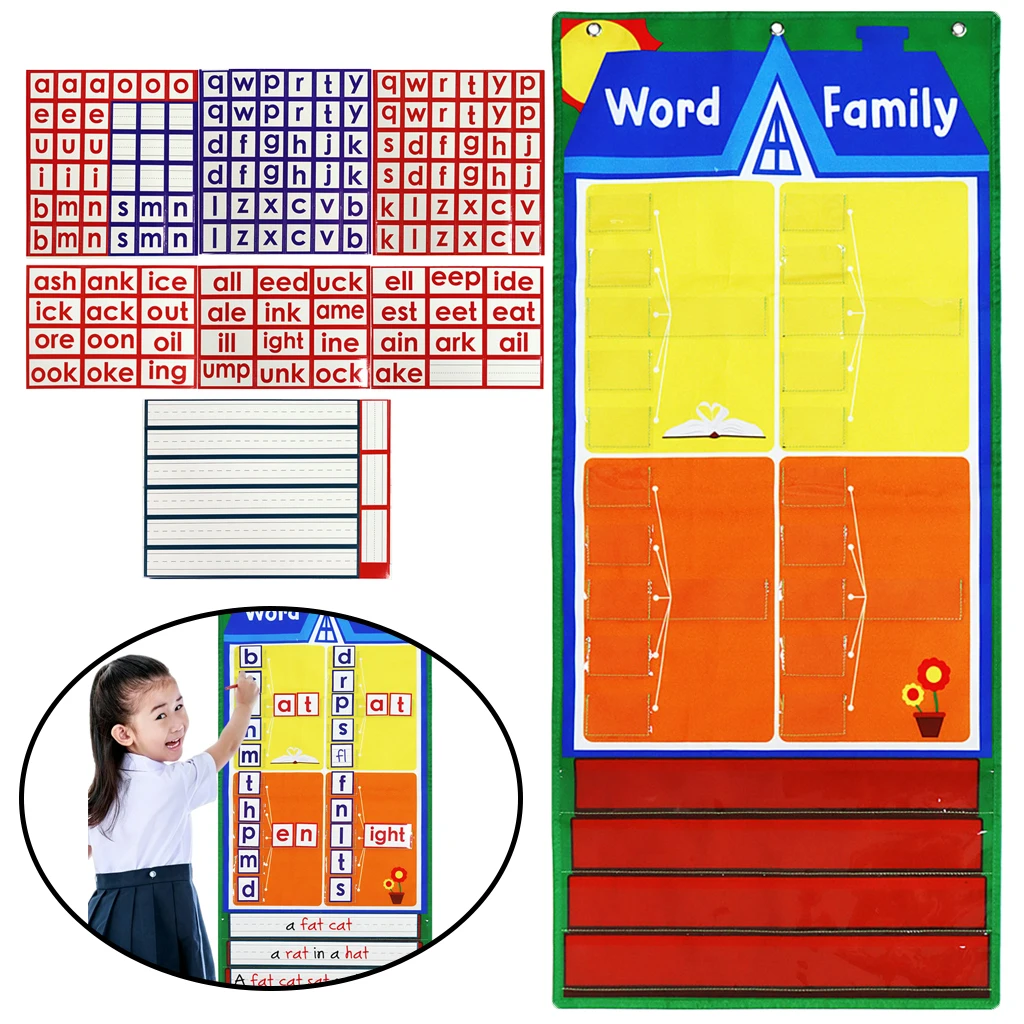 1Set English Learning Card Oxford Cloth Chart Kindergarten Homeschool Preschool Wording Spelling Exercises Kid