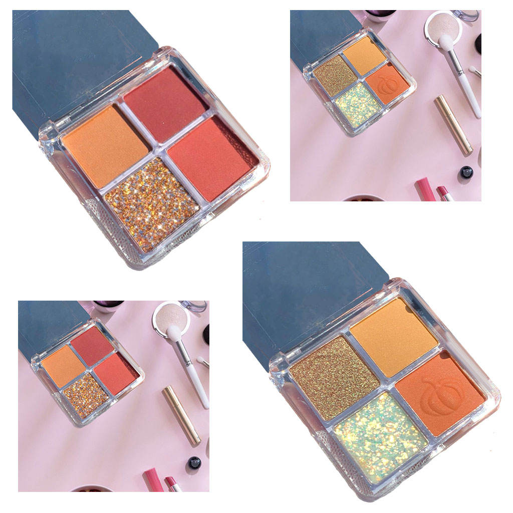 4 Color Eyeshadow Palette Sparkly Highlight Shimmer for Daily High Light Long Wear