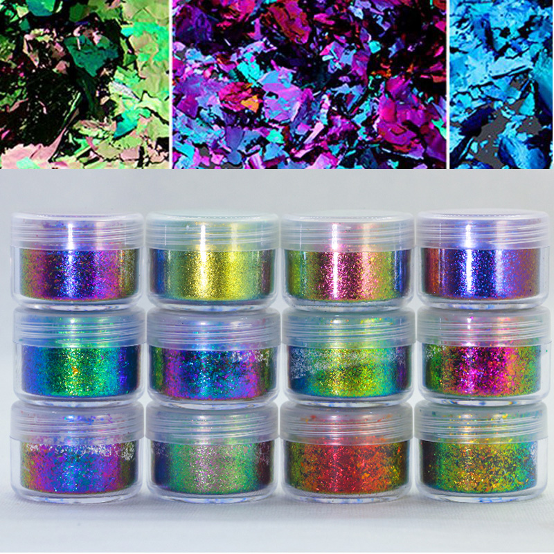 Best of 1 Jar AURORA Chrome Eyeshadow / Nail Art Flakes Multi Chrome Chameleon Peacock Galaxy Chrome Flakes Nail Art Mirror Powder Pigment Reviews & Tips