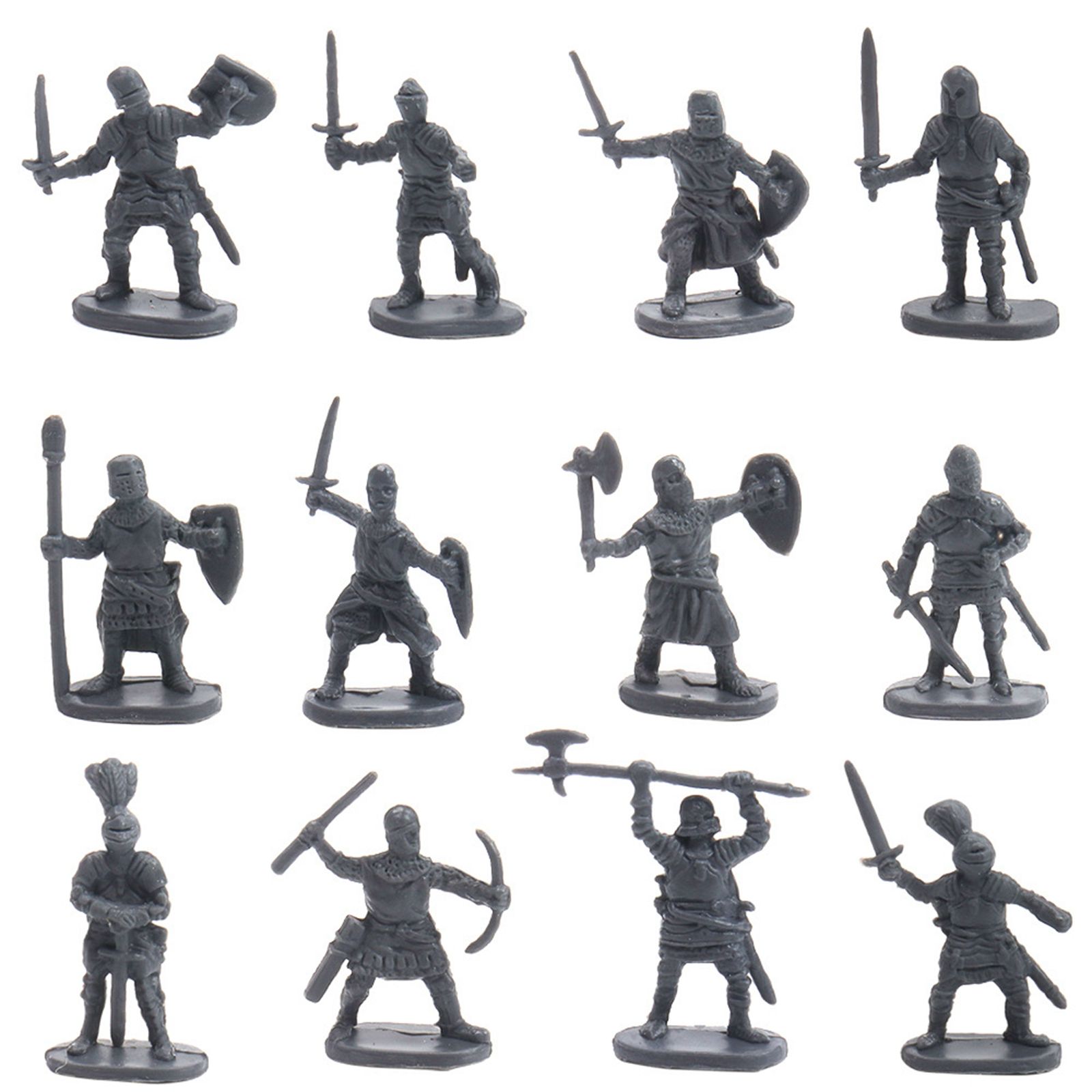 200Pcs Plastic Middle Ages Figures Soldier Warriors Sword and Shield Battle Scene 1:72 Scale Layout Dioramas